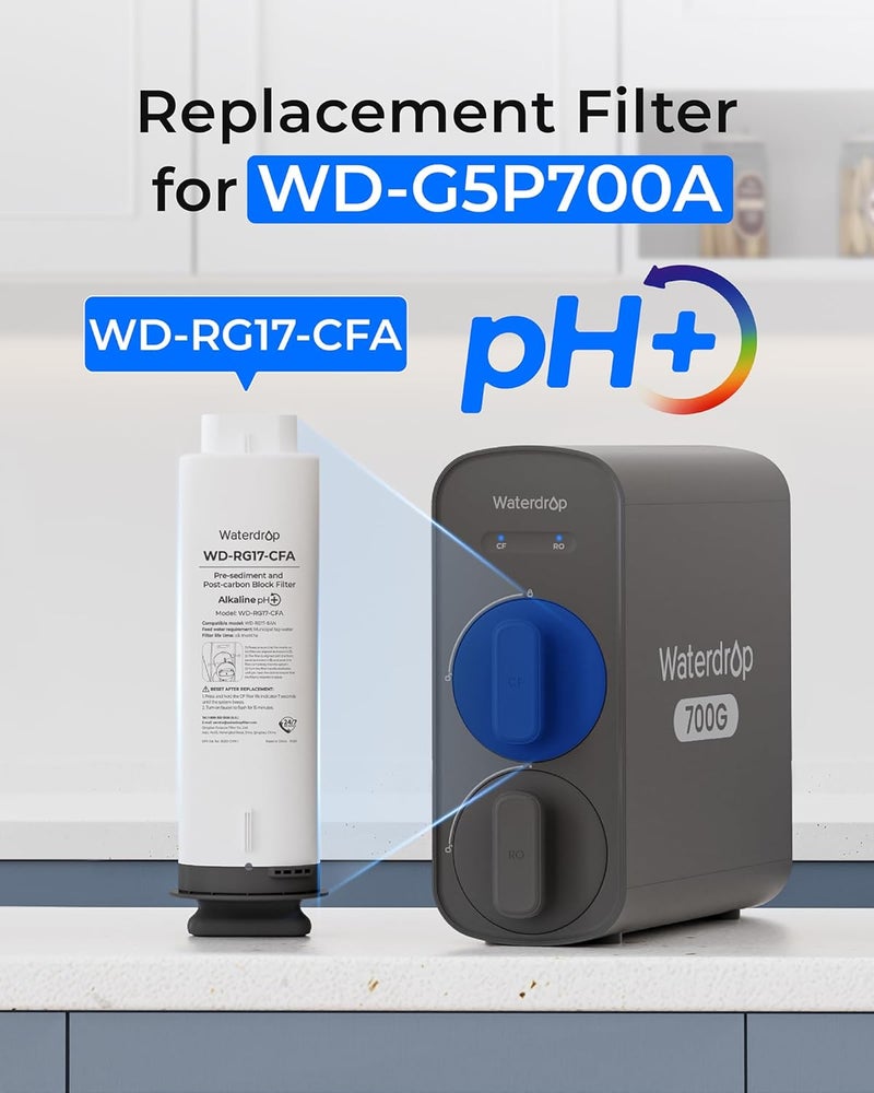 Waterdrop فلتر WD-G5P700A-CF، بديل لنظام التناضح العكسي تحت الحوض WD-G5P700A، عمر 6 أشهر - Image 2